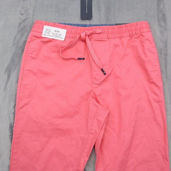 Tommy Hilfiger Pants Mens XS Pink Flat Front Straight Drawstring Pocket Casual - Picture 12 of 16